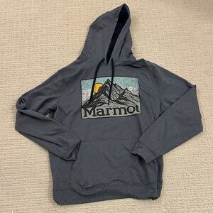Marmot Men's Charcoal Hoodie with Mountain Graphic